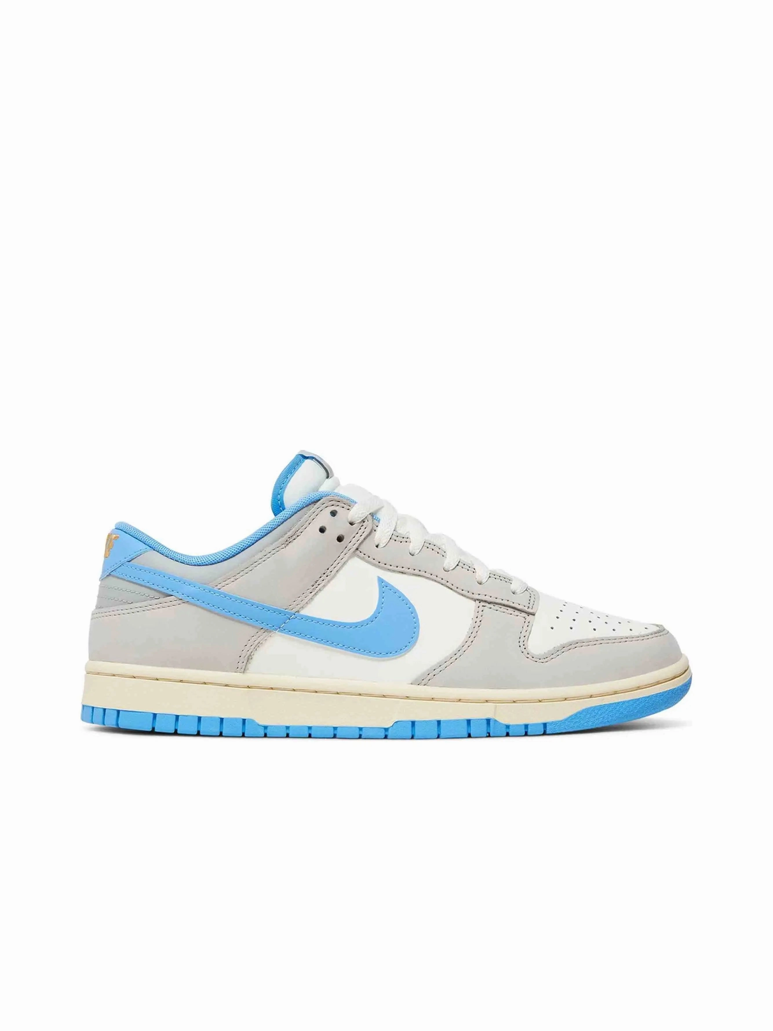 Traditional gravel running footwear Nike Dunk Low Athletic Department Light Smoke Grey University Blue
