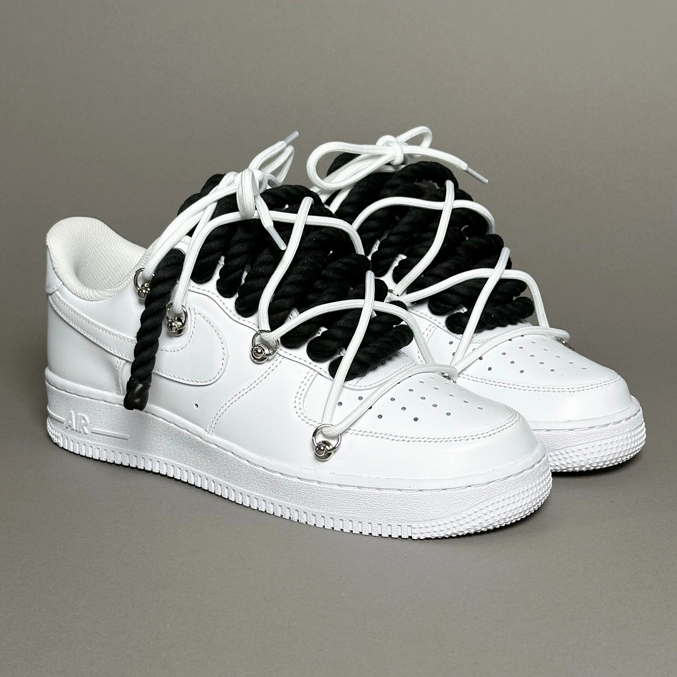 trail runners' shoes Practical Nike Air Force 1 Rope Laces??Triple White