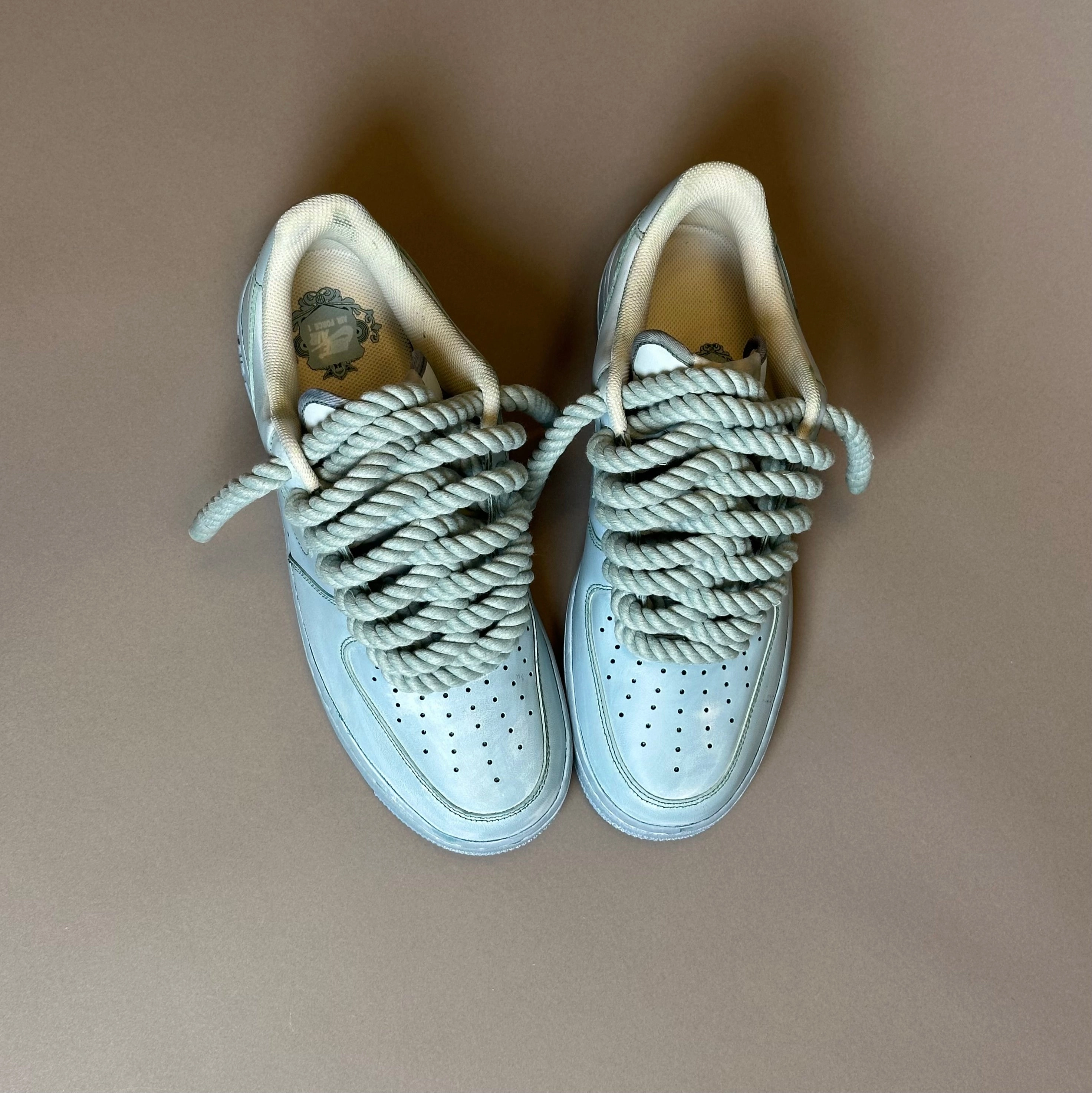 star - design shoes Nike Air Force 1 Rope Laces??Total Water Green V1