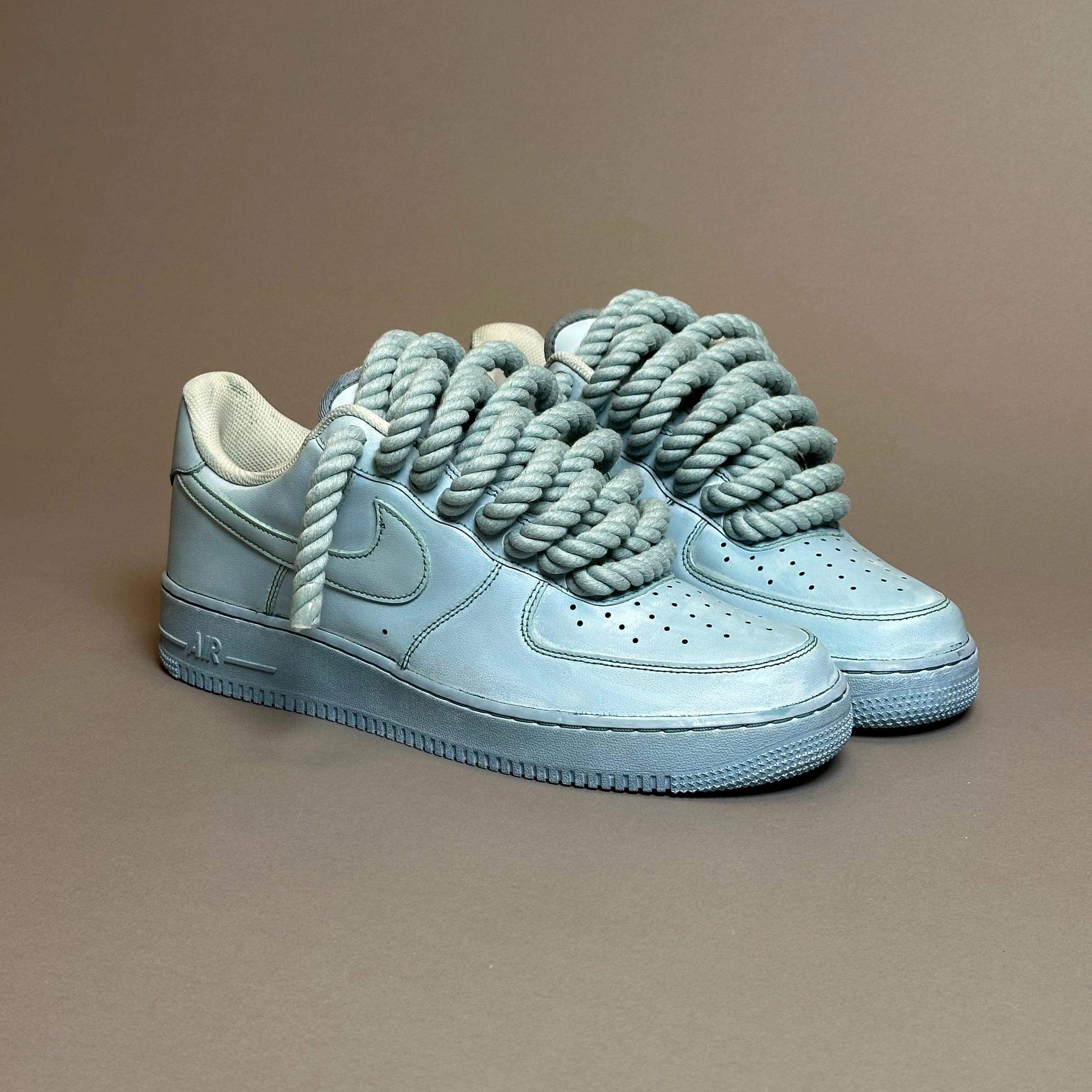 Nike Air Force 1 Rope Laces??Total Water Green V1 Abrasion resistant padded collar shoes