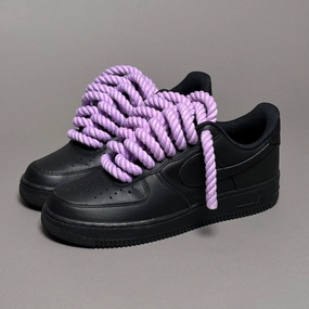gym - goers heavy - duty upper shoes Nike Air Force 1 Black Rope Laces Purple Tint??V1