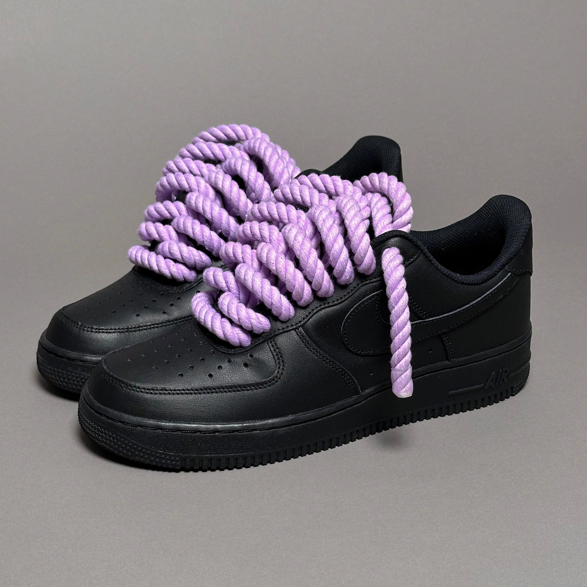 easy to take off Nike Air Force 1 Black Rope Laces Purple Tint??V1