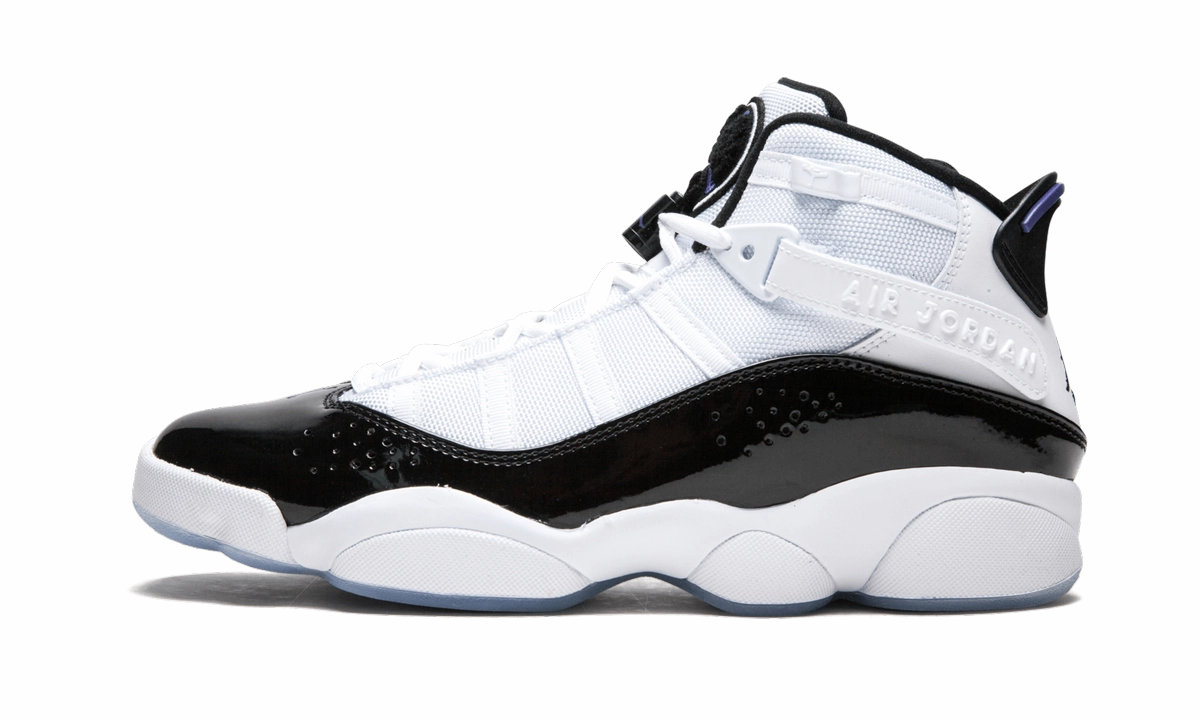 Jordan 6 Rings "Concord" running in a suspension cable bridge area shoes