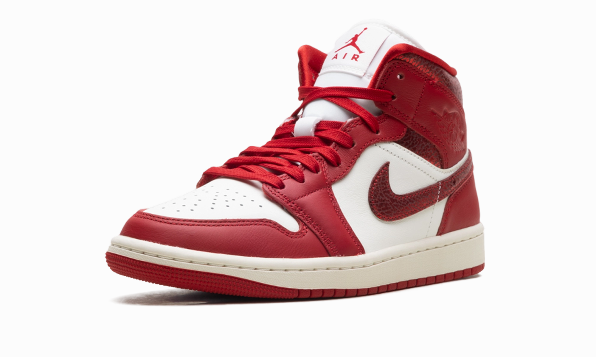 Classic Fit Air Jordan 1 Mid WMNS "Red Cracked Leather"