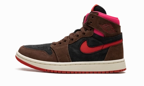 Street Wear Soft Lining AIR JORDAN 1 ZOOM AIR CMFT WMNS "Cacao Wow/Picante Red/Black/Hyper Pink"