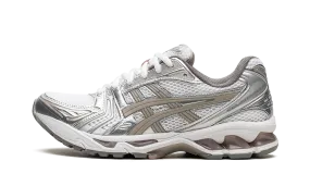 ASICS GEL KAYANO 14 WMNS "White Moonrock" running in a stone bridge area shoes