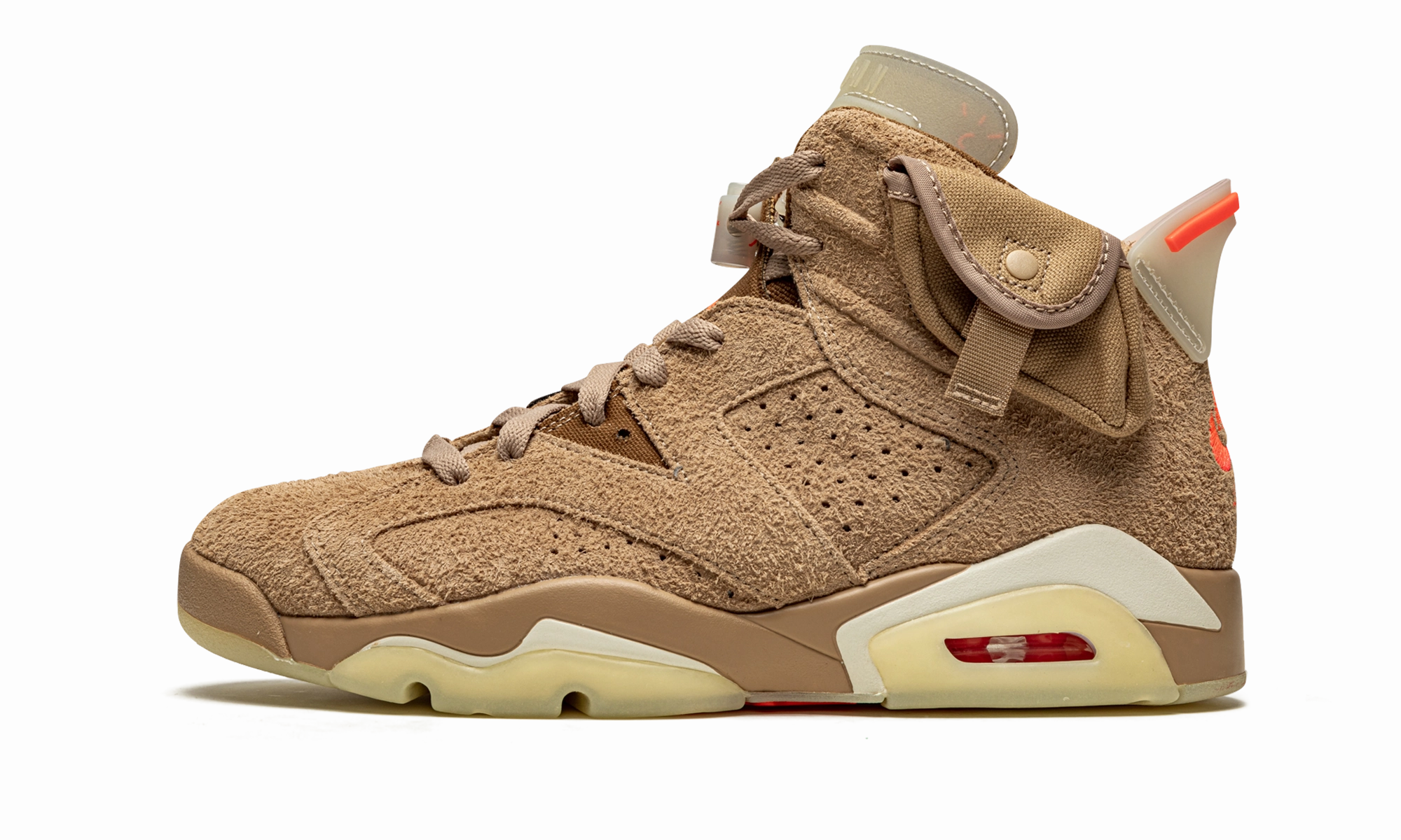 running in a frozen river area shoes Air Jordan 6 Retro "Travis Scott - British Khaki"