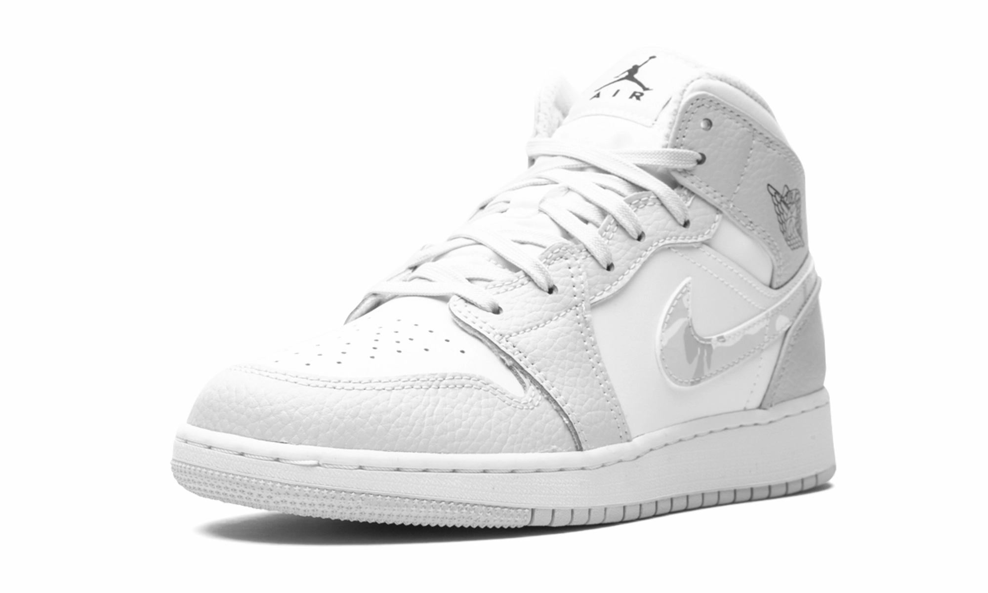 Street Wear Air Jordan 1 MID SE GS "Grey Camo Swoosh"