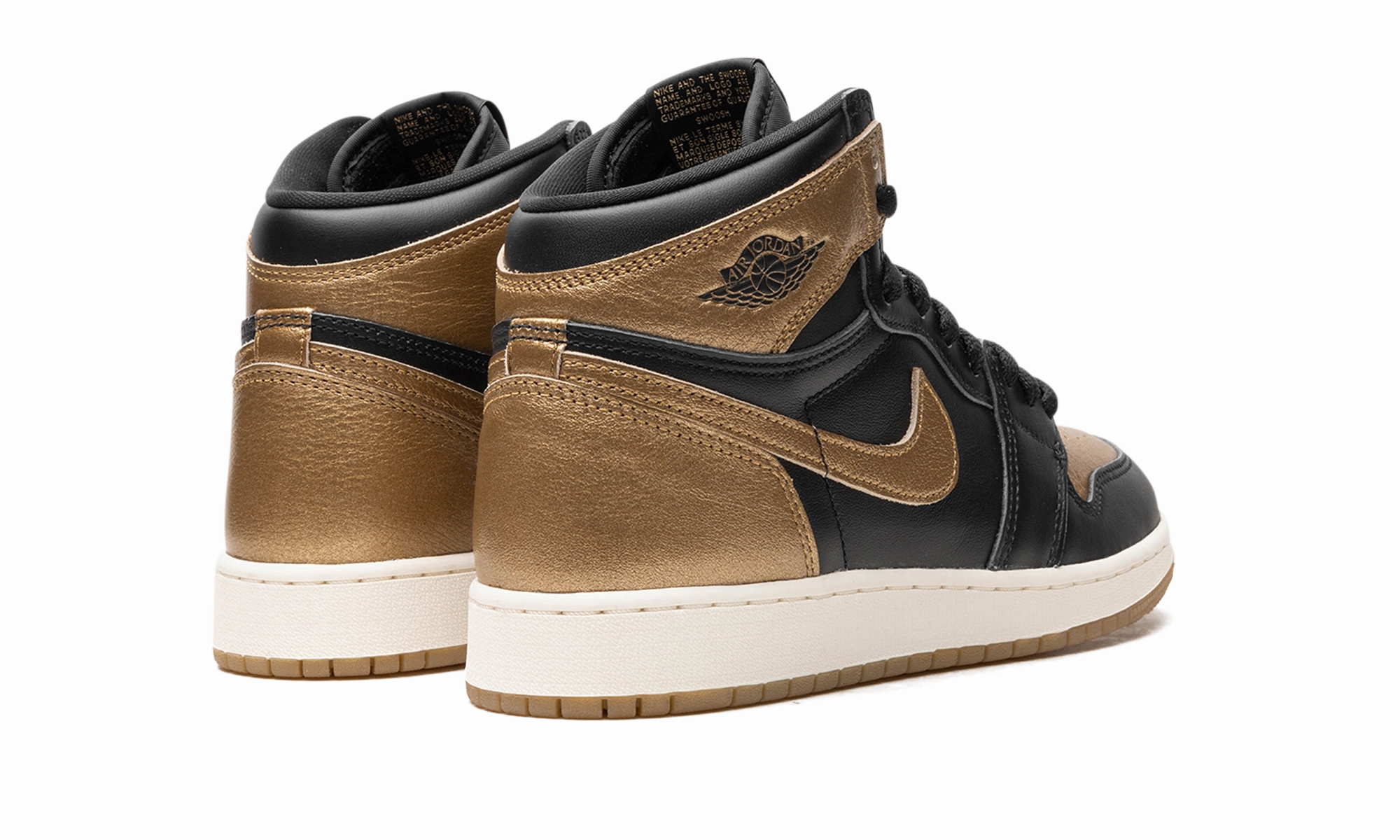 Air Jordan 1 GS "Black Metallic Gold" Synthetic Finish All-weather shock absorption