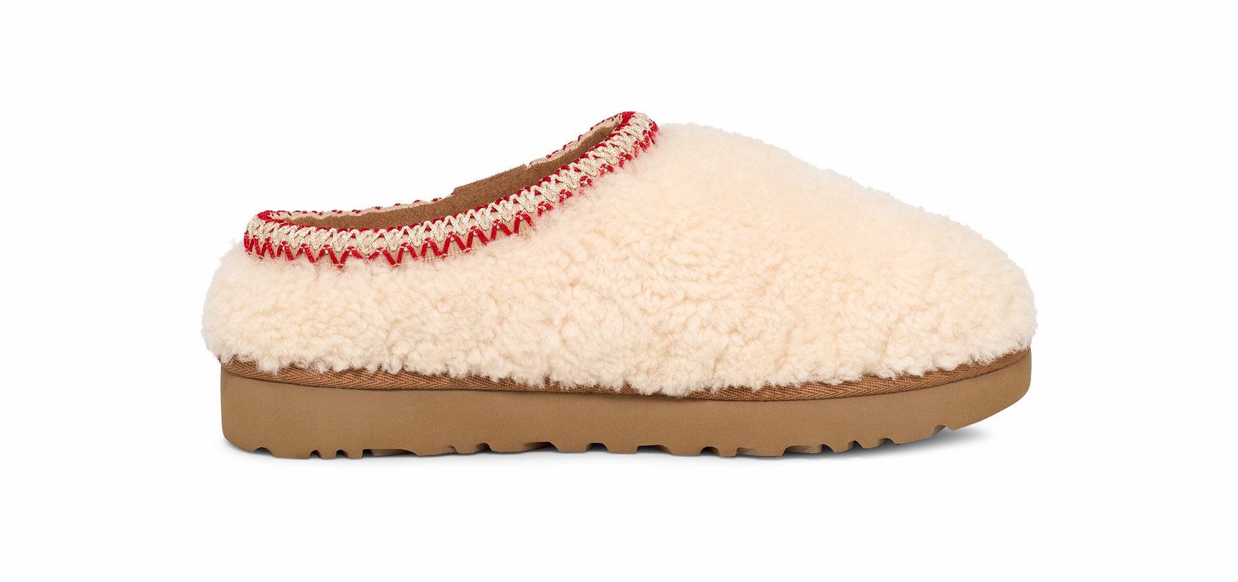 UGG Tasman Maxi Curly Slipper Natural Tassel Base Step Bold