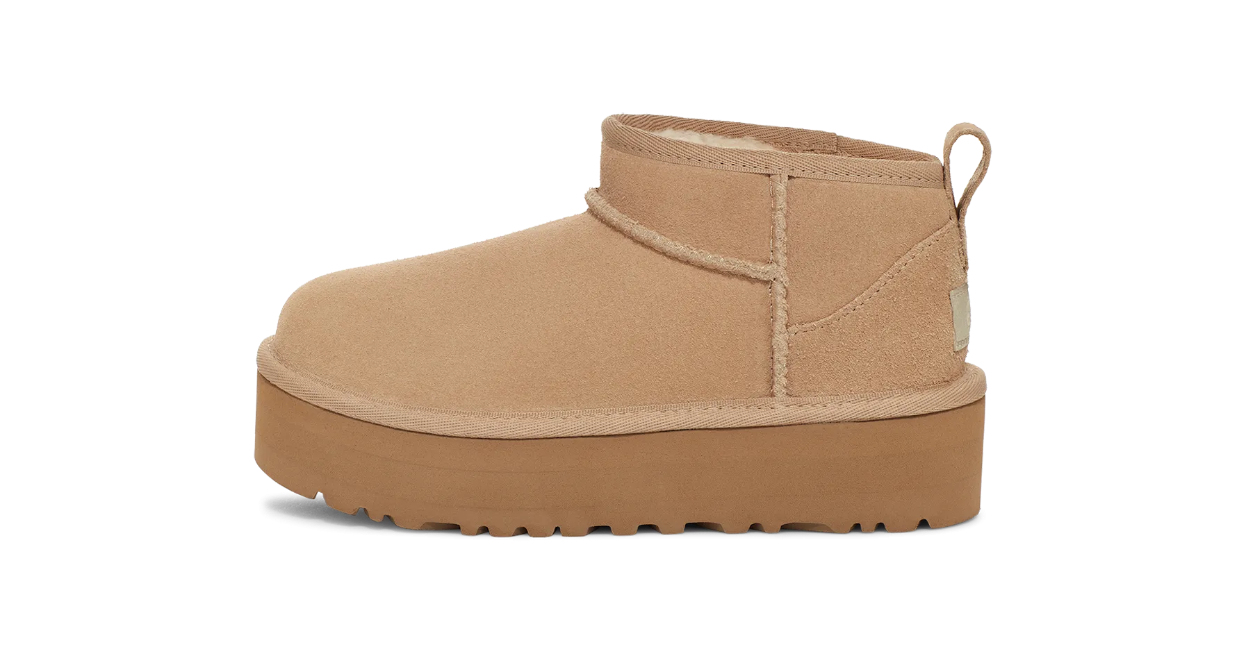 UGG Classic Ultra Mini Platform Boot Sand (Kids) Trend Mode Canvas Feel