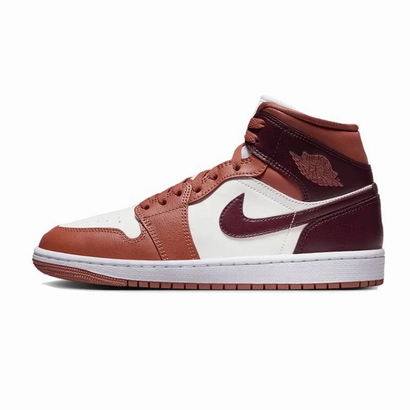 Jordan 1 Mid Dusty Peach Night Maroon (Women's) solo - run