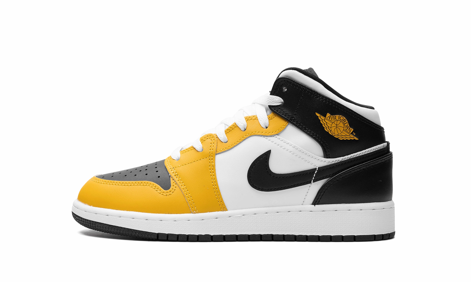 AIR JORDAN 1 MID GS "YELLOW OCHRE" Distinctive flair