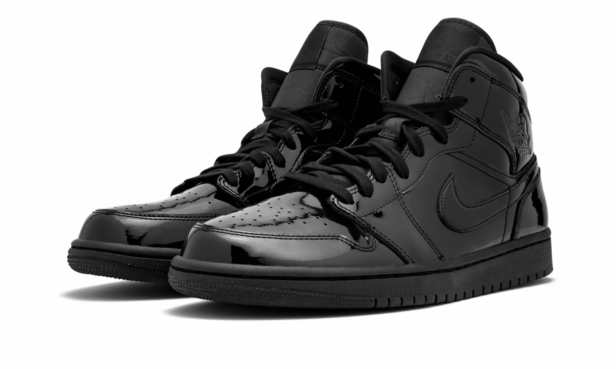 AIR JORDAN 1 MID WMNS "Black Patent Leather" No-Slip Grip Cushioned arch
