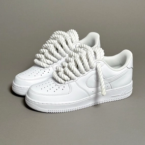 Nike Air Force 1 Rope Laces??Triple White machine - washable insole shoes