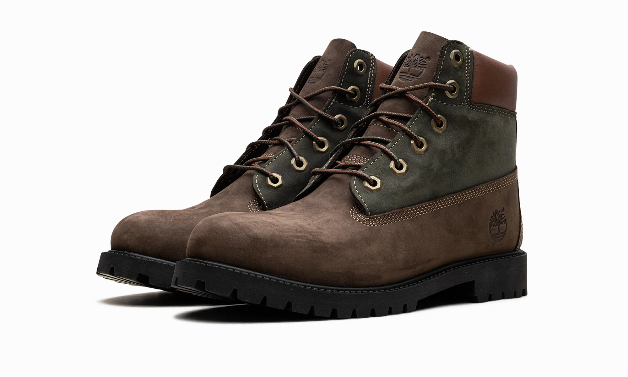 Lace-Up Closure Outdoor Travel 6 Inch Premium "Dark Brown/Green"