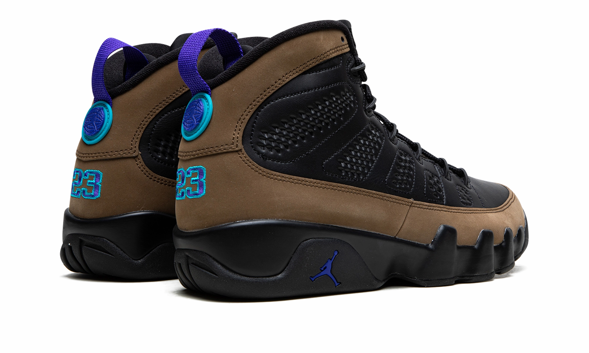 Air Jordan 9 "Olive Concord" Speed Focus running in a composite bridge area shoes