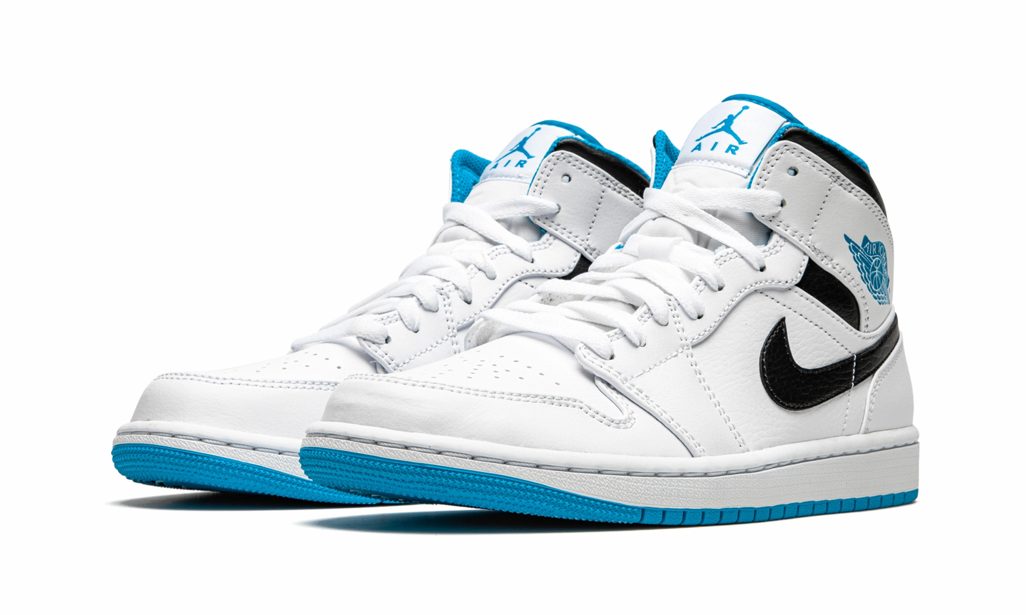 Air Jordan 1 Mid "White / Laser Blue" Soft-touch design Runner's Choice