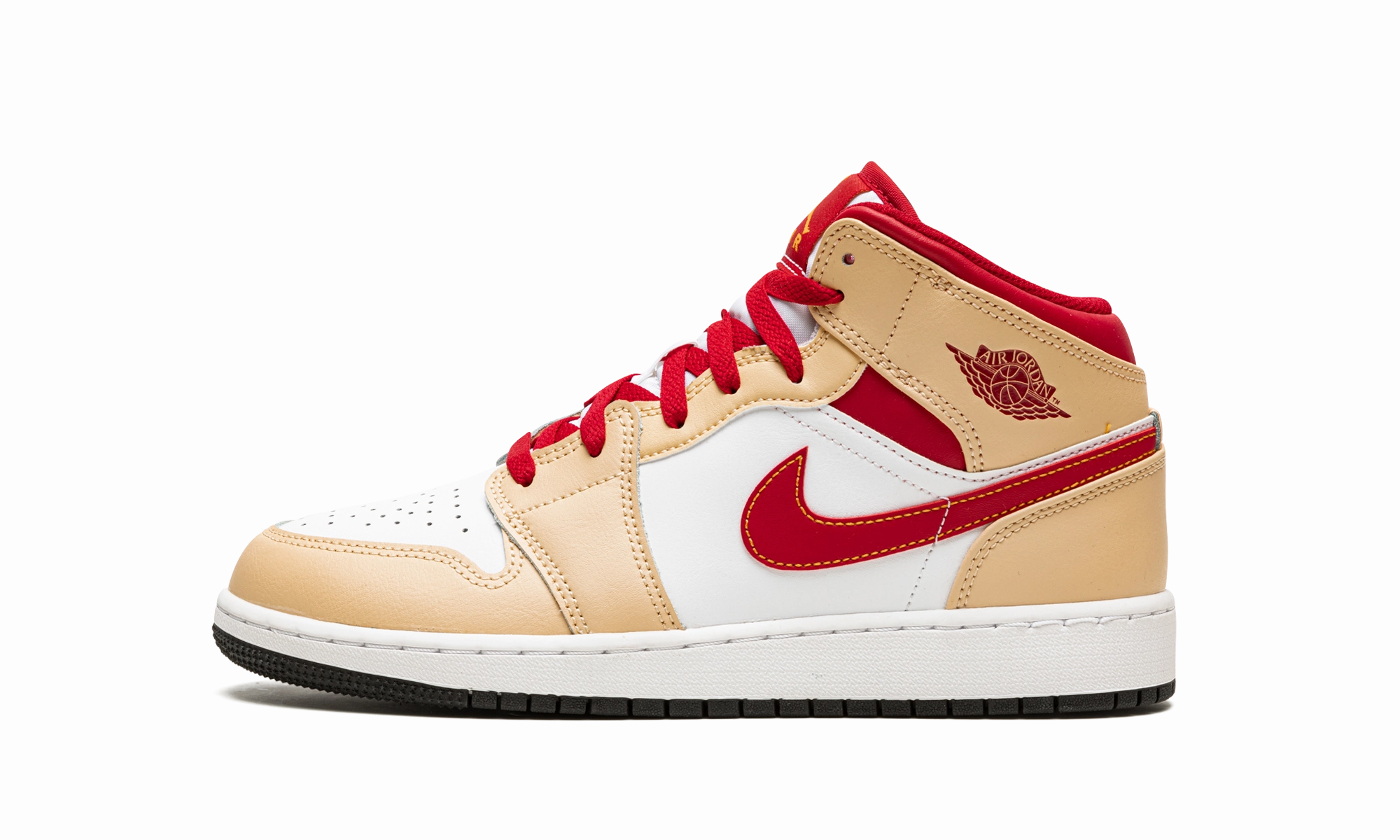 Air Jordan 1 Mid GS "Beige / Red" Ultra-soft fit Gym-Friendly