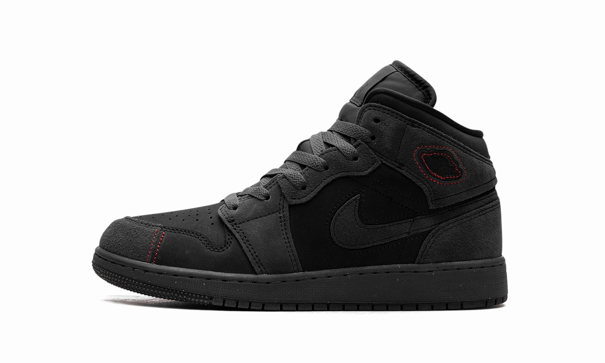 Air Jordan 1 Mid GS "BLACK SUEDE" Running Shoes