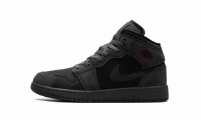Air Jordan 1 Mid GS "BLACK SUEDE" Running Shoes