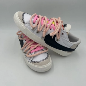 Nike Blazer Low '77 Jumbo White &amp; Pink Over Laces Rope Pink" traction - pattern sole shoes non - perforated shoes