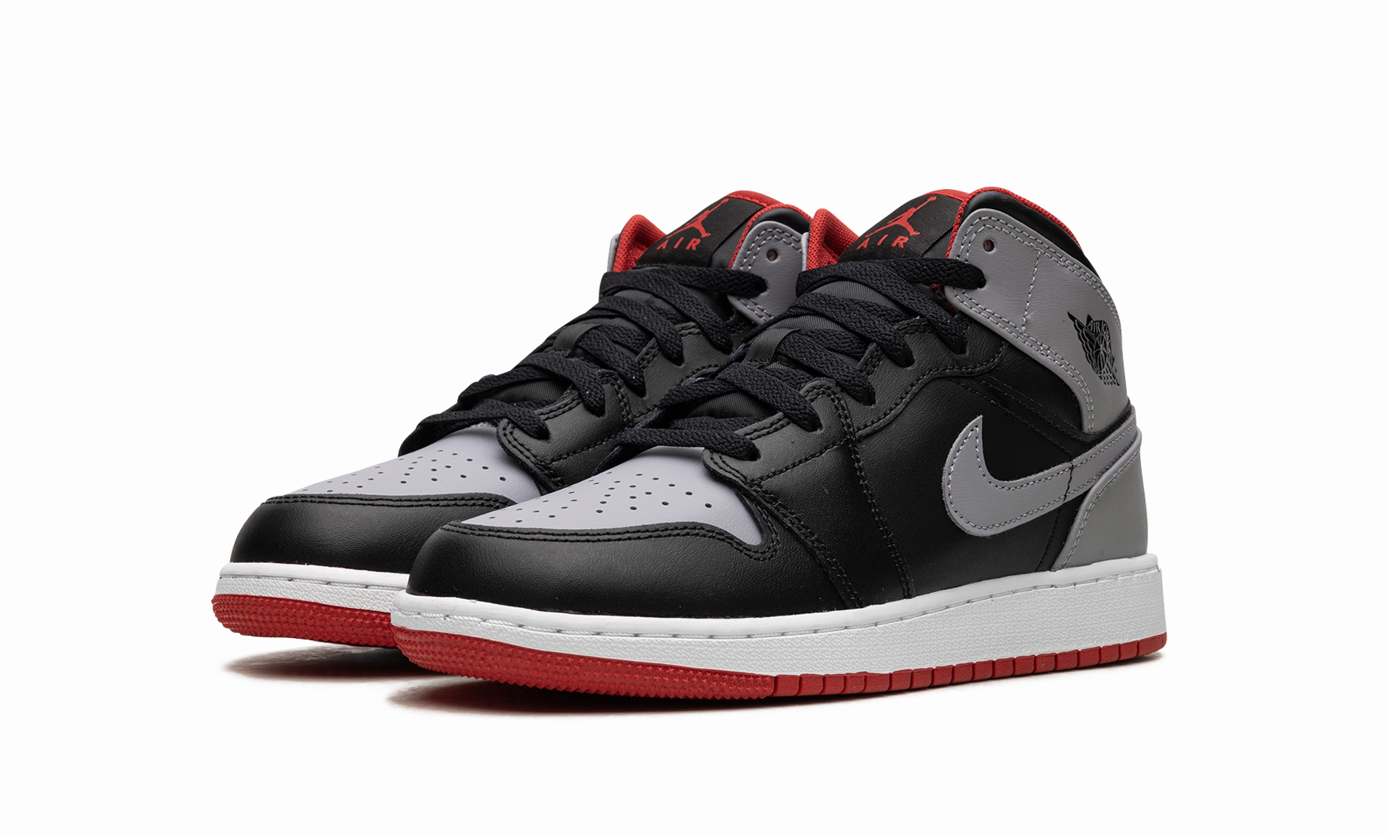 AIR JORDAN 1 MID GS "Black Grey Red" Running Track Arch support