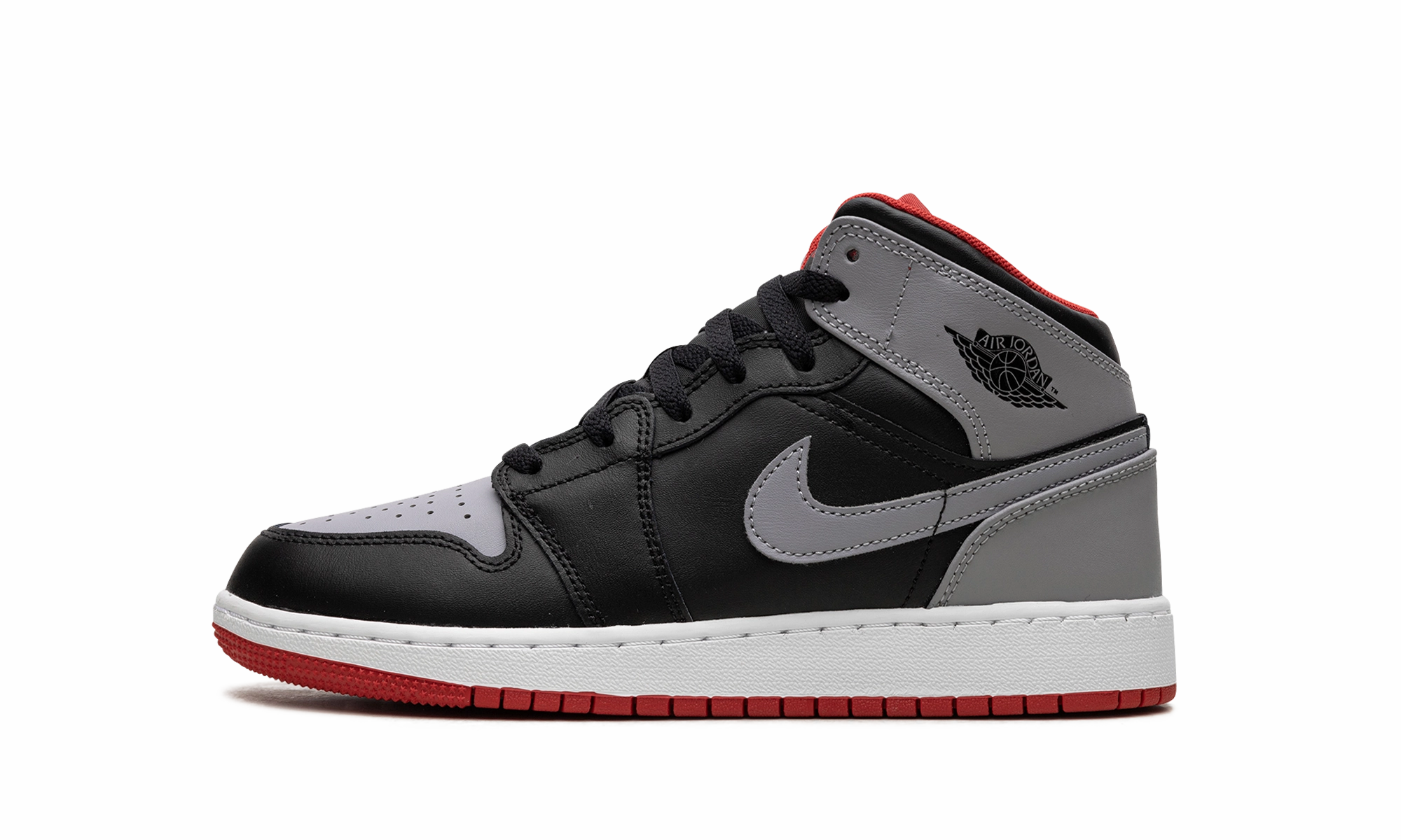 AIR JORDAN 1 MID GS "Black Grey Red" Slim Form