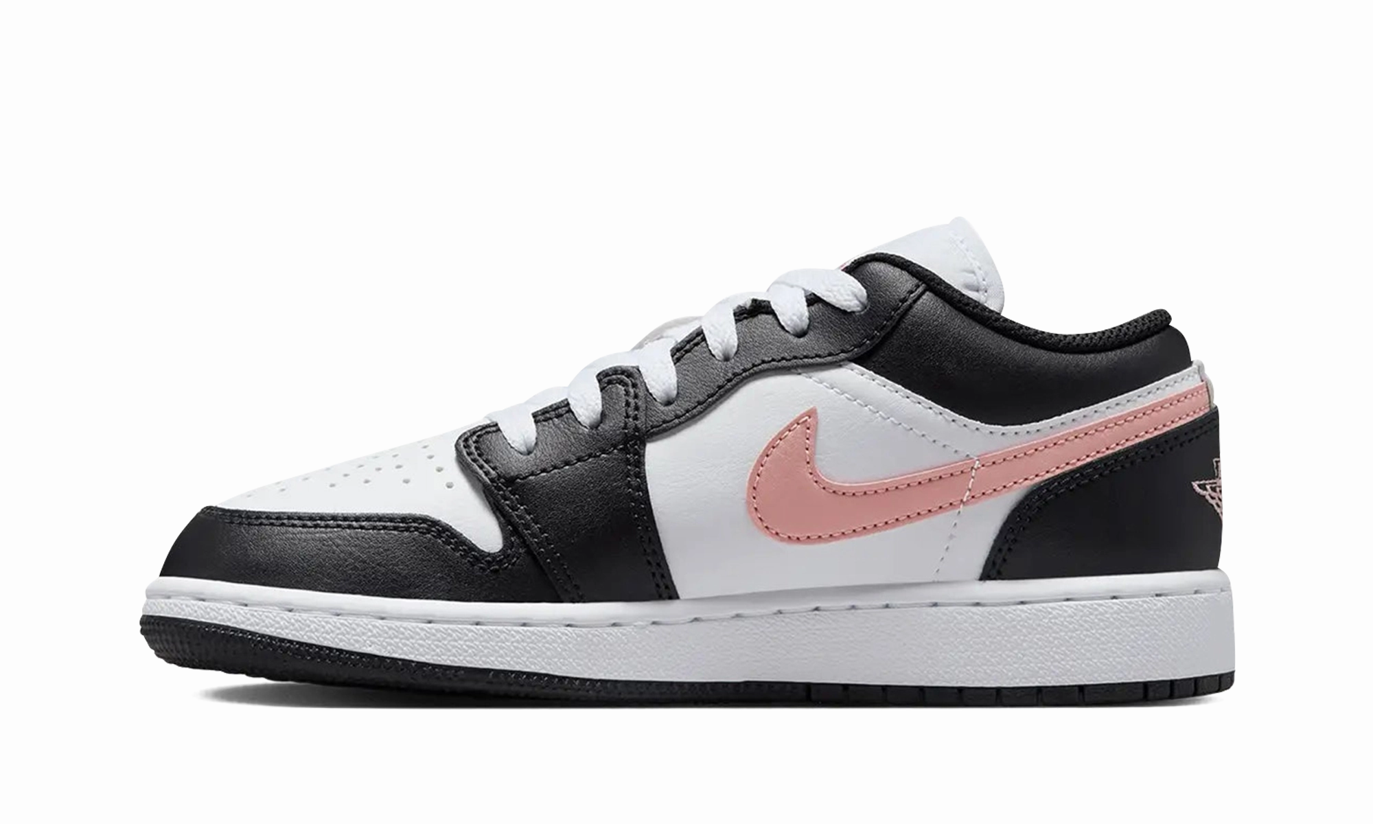 Jordan 1 Low GS "White Black Rust Pink" Knit Fabric