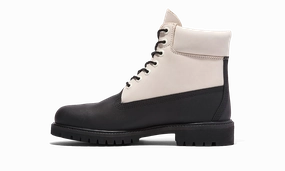 6 INCH PREMIUM BOOT "WHITE BLACK" Crisp Finish Lightweight Wear
