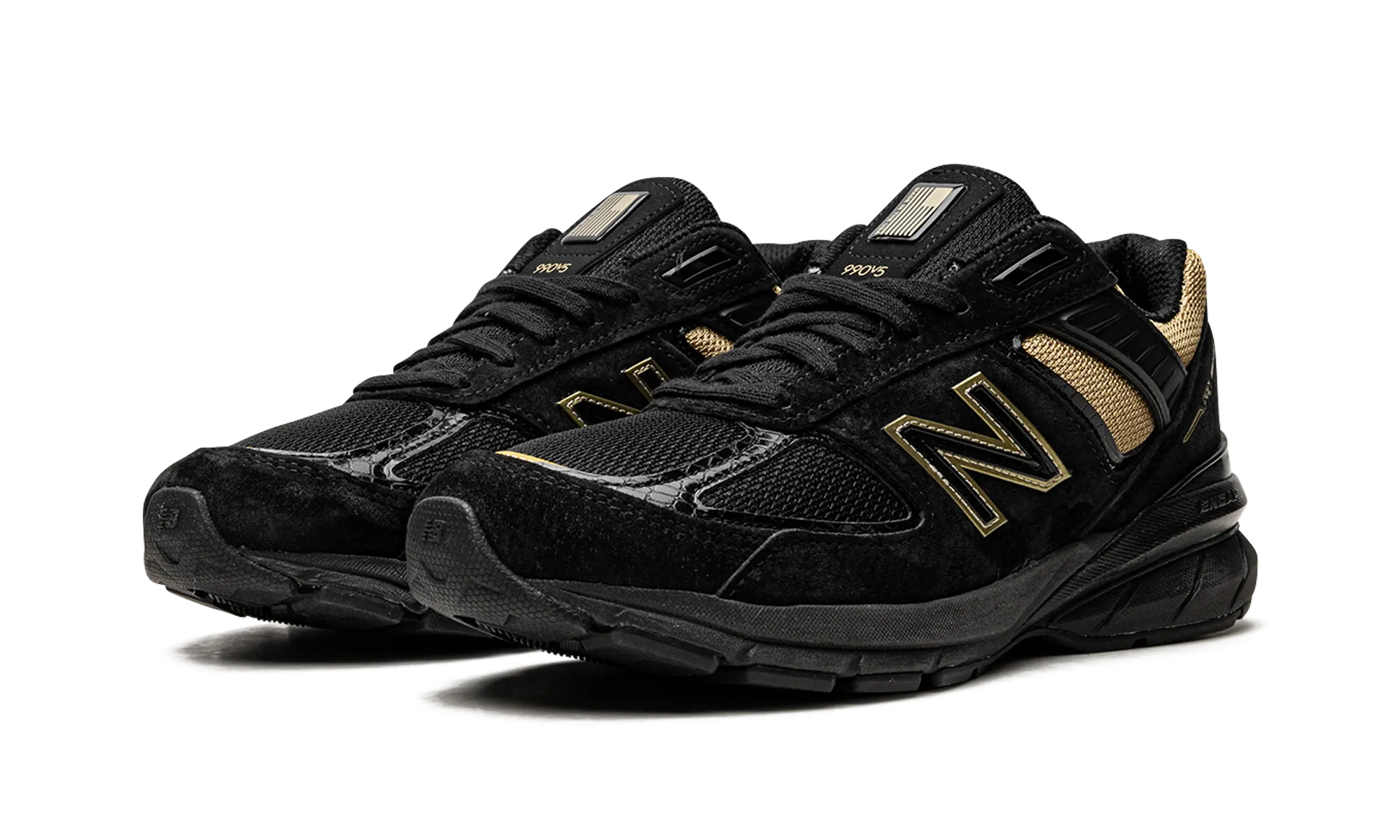 990v5 "Black / Gold" yellow running shoes noiseless - movement - stealth shoes