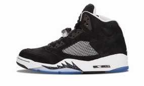 Air Jordan 5 Retro "Oreo" running during a windy day sports - themed shoes