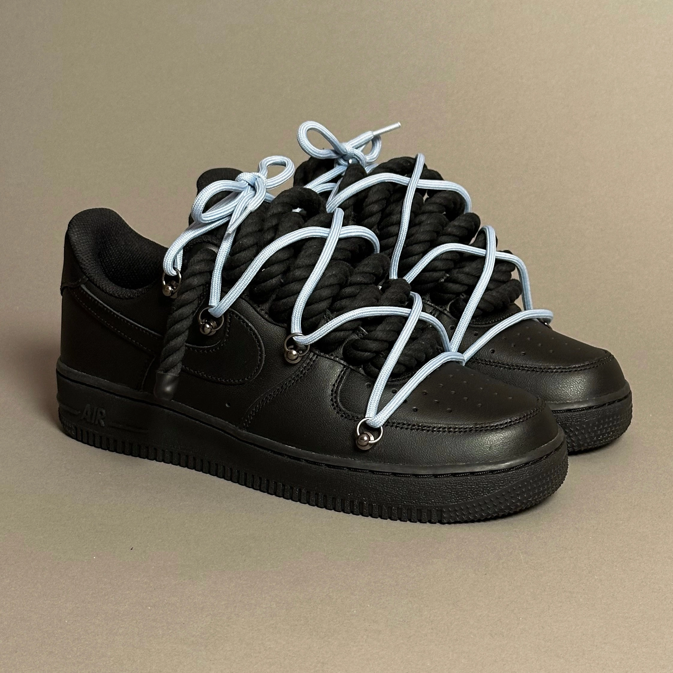 Air Cushion long - jump running shoes Nike Air Force 1 Rope Laces??Triple Black