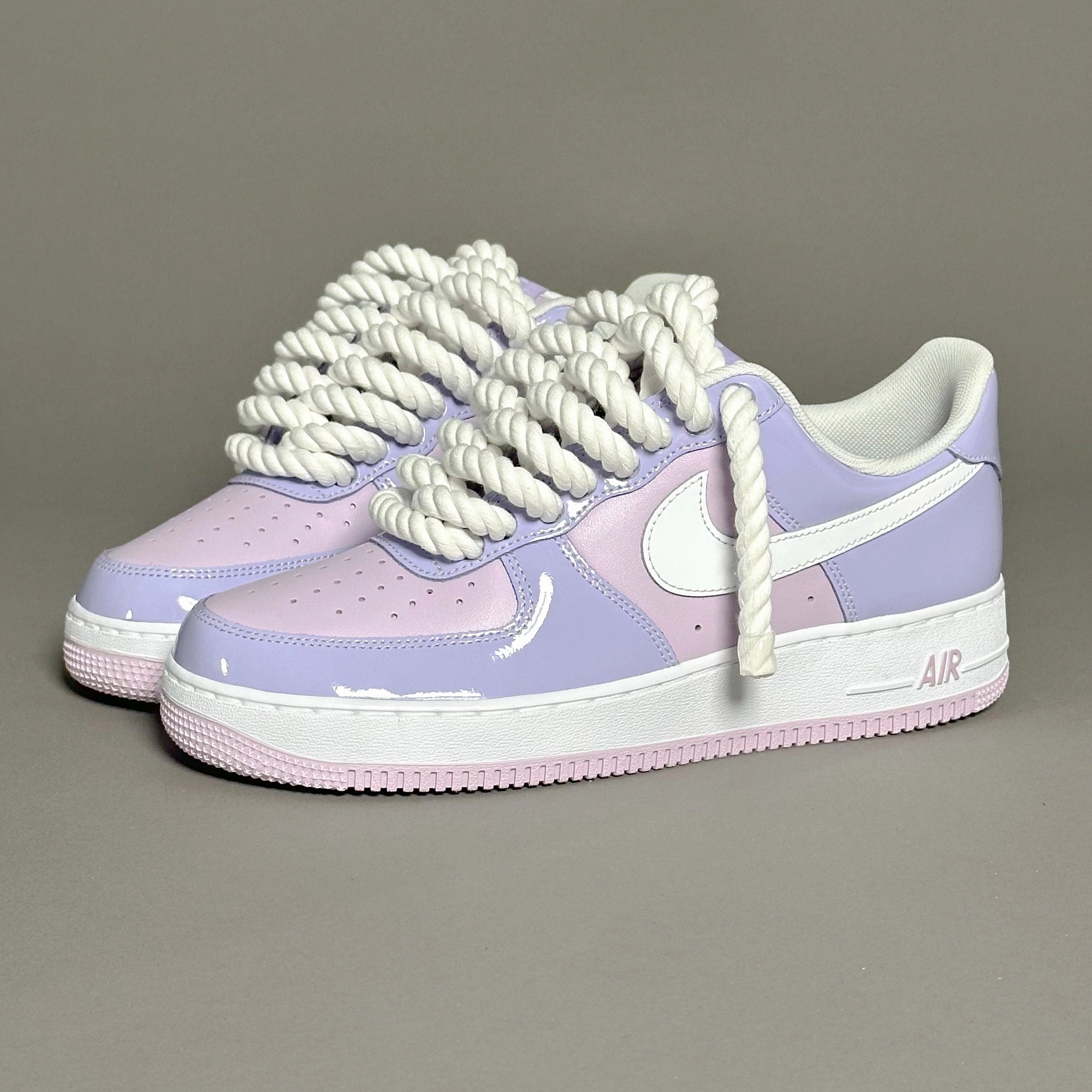 Water - repellent Daily Jogging Nike Air Force 1 Patent Lavender "Rope Laces White" V1