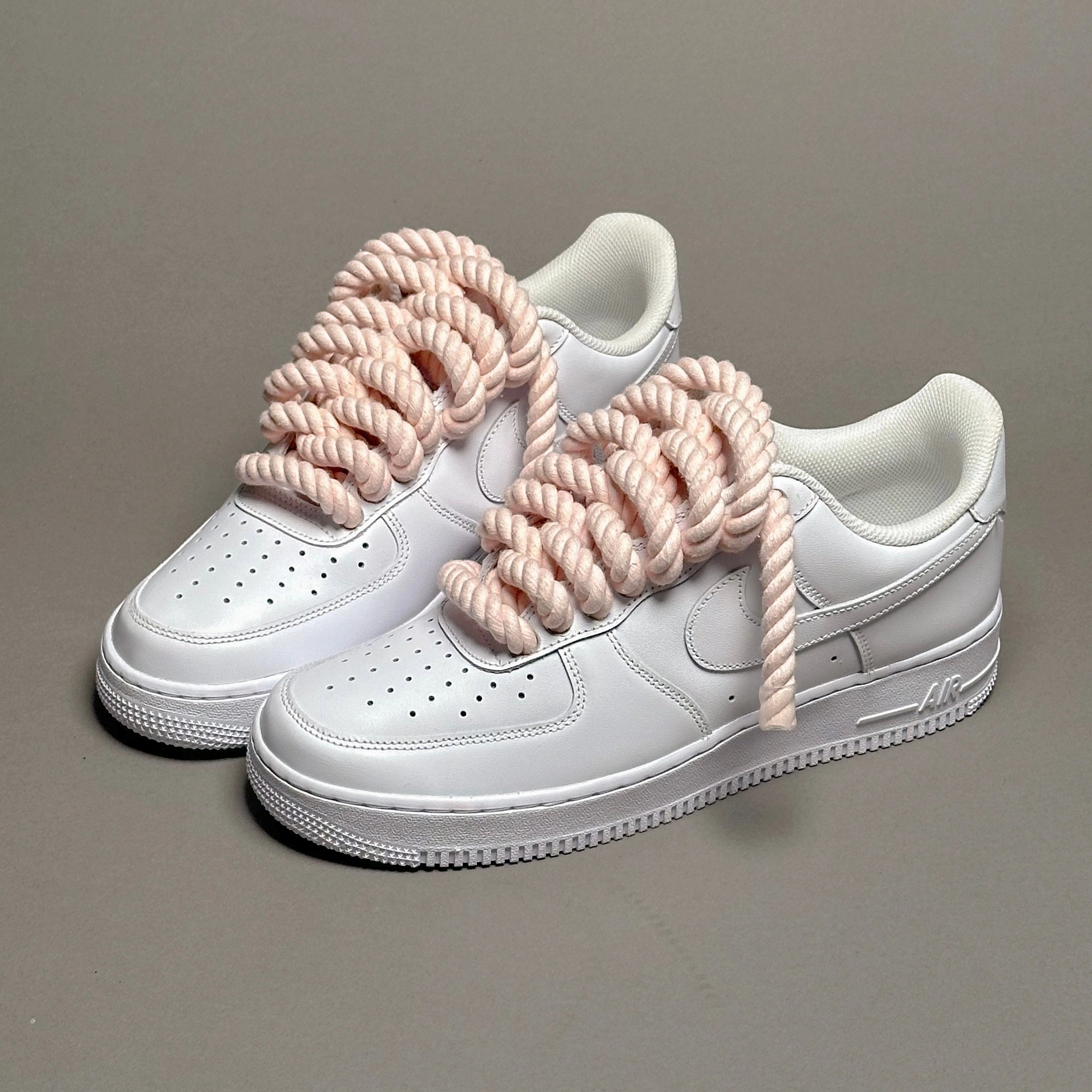 low - top style no - name shoes Nike Air Force 1 Rope Laces Pink Tint??V1