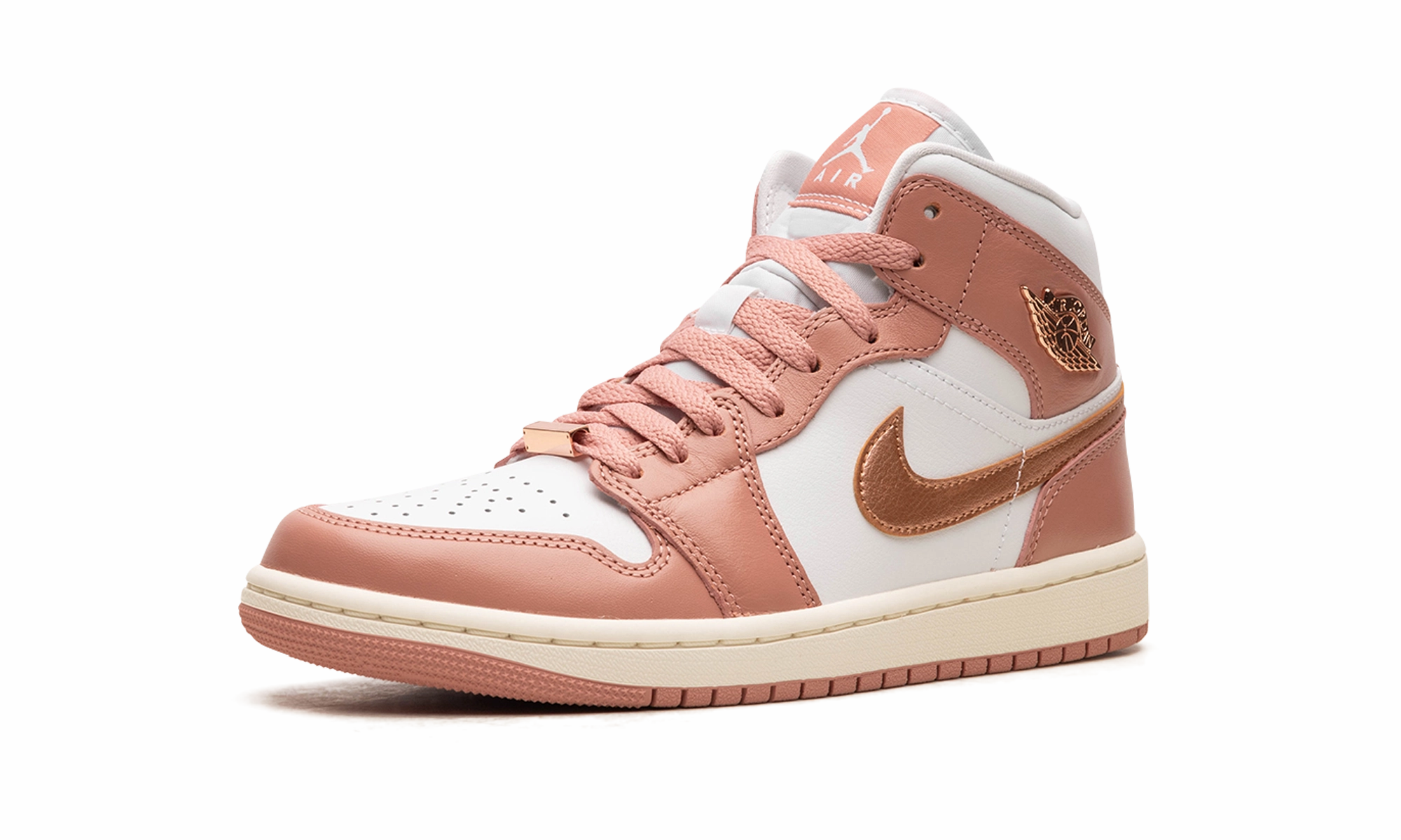 AIR JORDAN 1 MID WMNS "RED STARDUST" Rugged Terrain Athletic materials