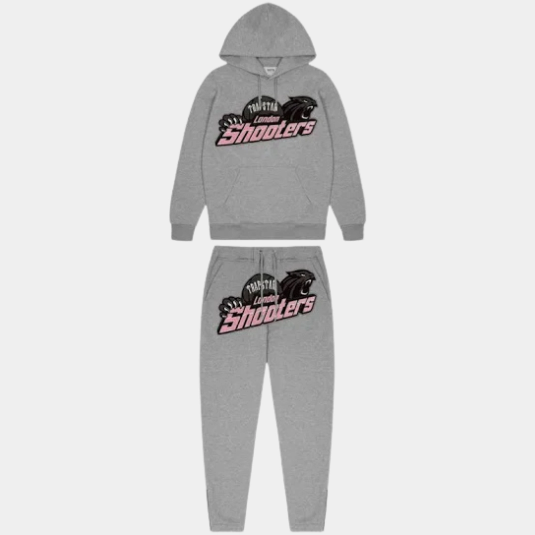 Trapstar London Shooters Hooded Tracksuit - Grey / Pink Urban Active Everyday Support