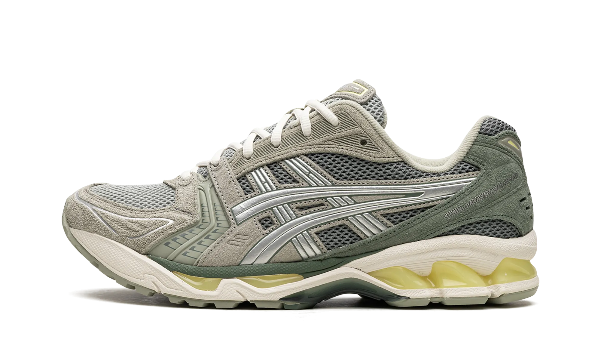 morning run GEL KAYANO 14 "Olive Grey Pure Silver"