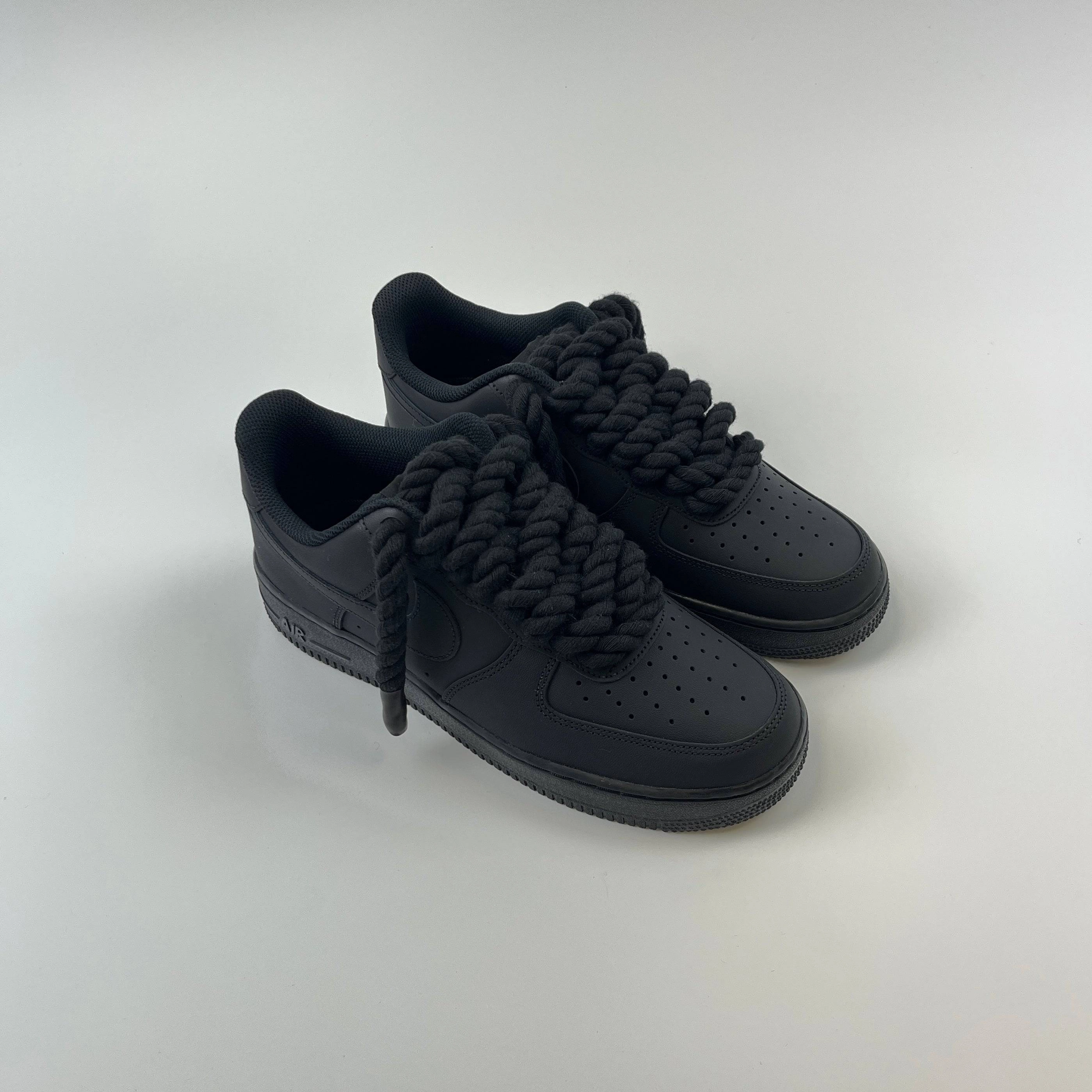 Rope Air Force 1 - Matte Black Elastic Midsole