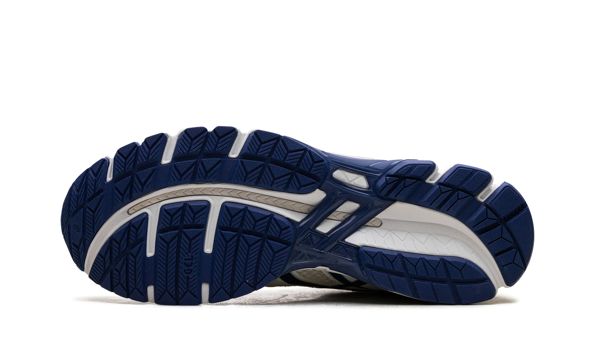 running in a gorge area shoes Gel Kayano 20 "Cream Deep Marine"