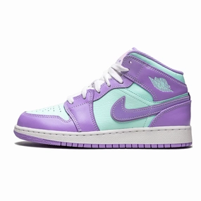 running in regional tracks shoes cushioned midsole running shoes Air Jordan 1 Mid Purple Aqua Gs