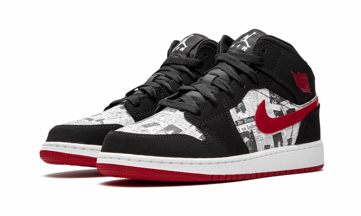 Ultra-soft shock absorption All weather Air Jordan 1 MID SE GS "Newspaper"