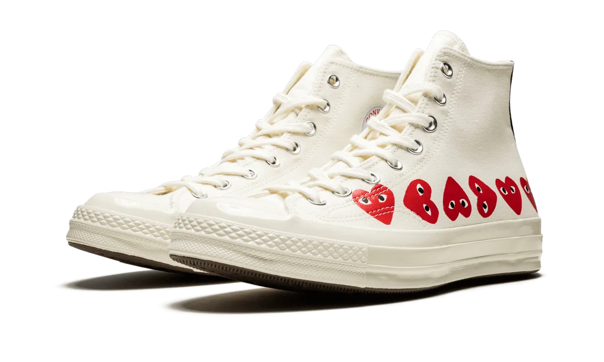 Join Step Chuck 70 Hi "Comme Des Garons PLAY / Multi Hearts White"