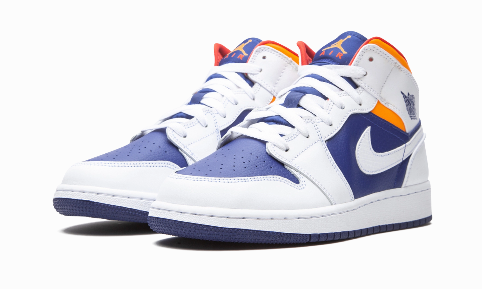 Air Jordan 1 Mid GS "White Deep Royal Blue" All-weather breathability Vibrant Look