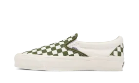 Premium Slip-On 98 "Checkerboard - Pesto Green" Cushioned Sole Punch Hike