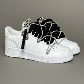 machine - washable - design shoes breathable - upper shoes Nike Air Force 1 "Rope Laces Black" Triple Swarovski Silver