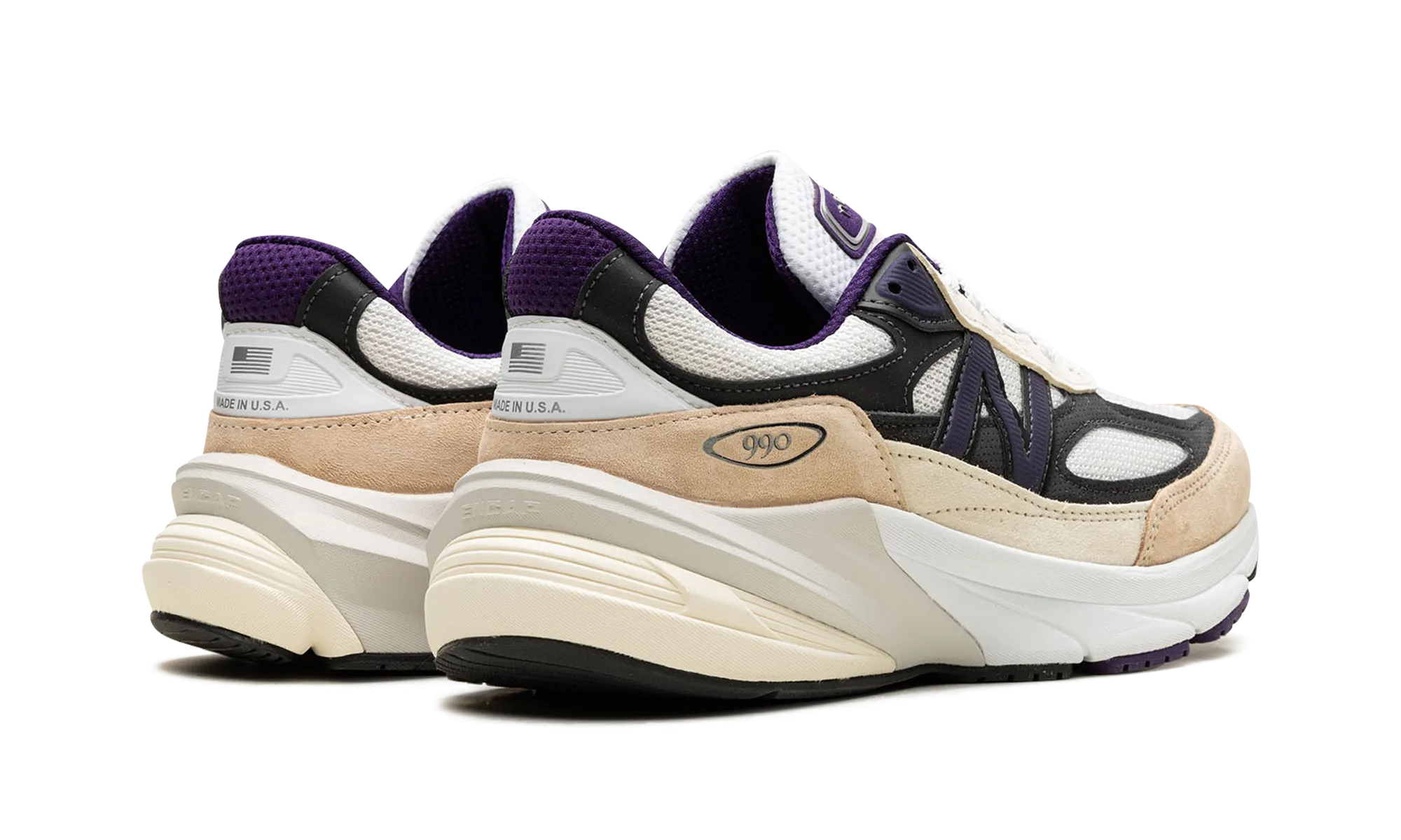 Versatile Performance. water - proof shoes 990v6 "Made In USA - Teddy Santis White Black Plum"