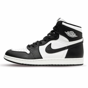logo - buckled shoes running on flat ground Air Jordan 1 Retro High 85 OG Black White