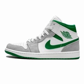 Low Impact running on snow shoes Air Jordan 1 Mid Grey Green