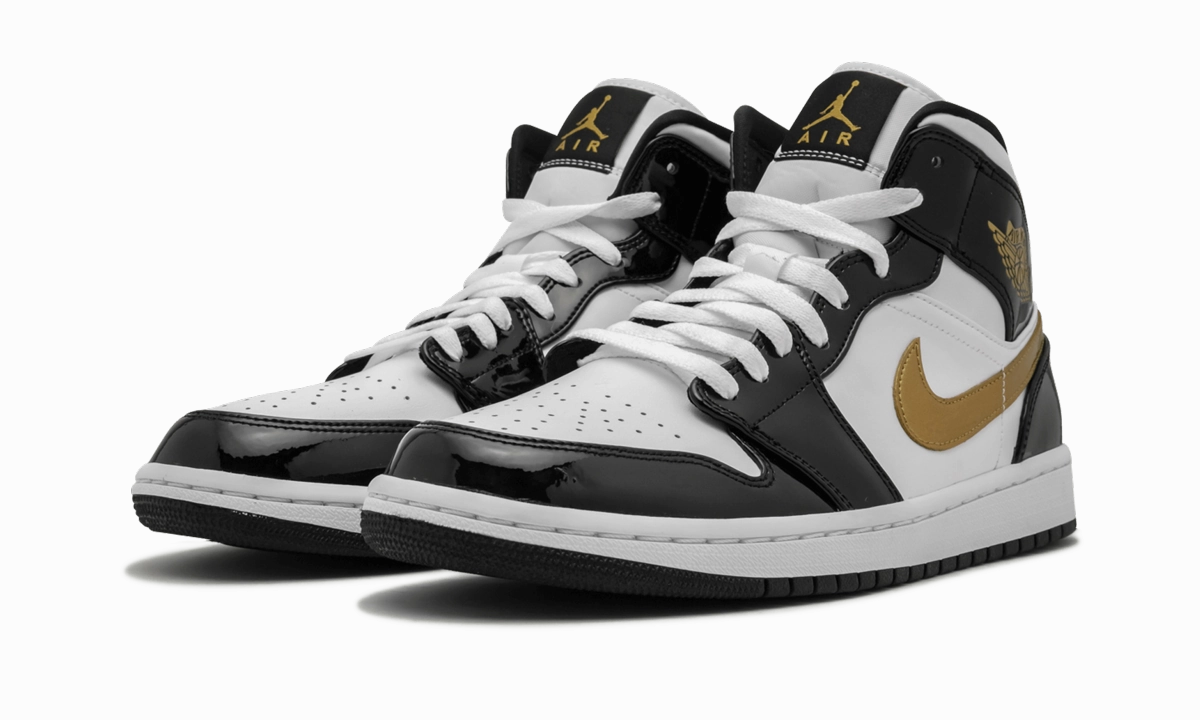 Sustainable Design Cushioned Feel Air Jordan 1 Mid SE "Black Gold Patent Leather"